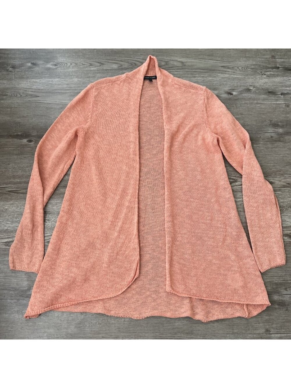 Eileen Fisher Cardigan Womens XS Linen Cotton Open Front Long Lightweight Knit